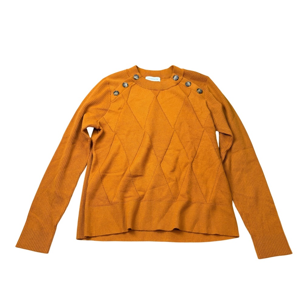 MSRP $48 Liz Claiborne Womens L Honey Ginger Long Sleeve Pullover Sweater Crew